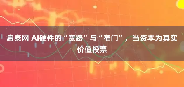 启泰网 AI硬件的“宽路”与“窄门”，当资本为真实价值投票