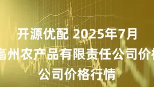 开源优配 2025年7月13日亳州农产品有限责任公司价格行情